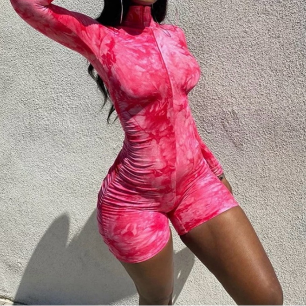 Pink Tie-Dye Long Sleeve Bodysuit